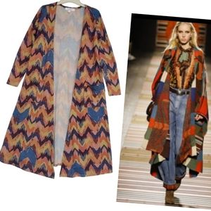 Long Knit Cardigan Duster Country Western Boho Tribal Long Sleeve